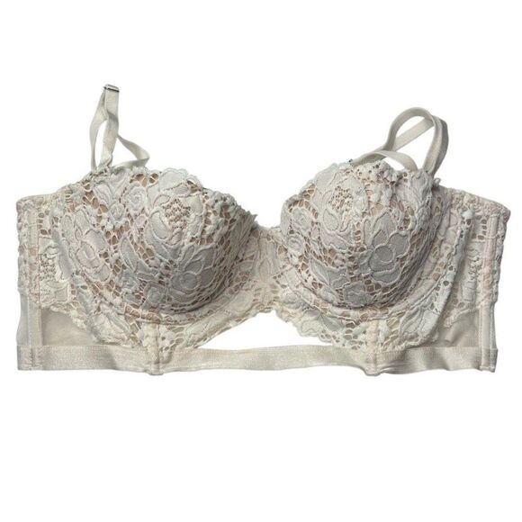 Victoria's Secret Cream white floral lace longline Bra 34C multi way - Picture 1 of 6